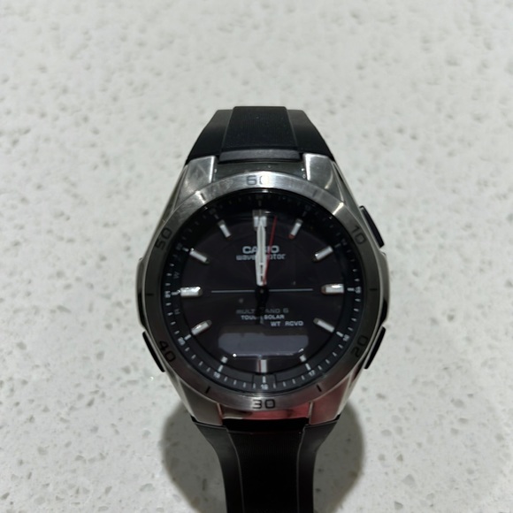 Casio Men's Watch WVAM640 Wave Ceptor 43mm Solar Ana-Dig Black Resin Strap 5161 - Picture 1 of 1